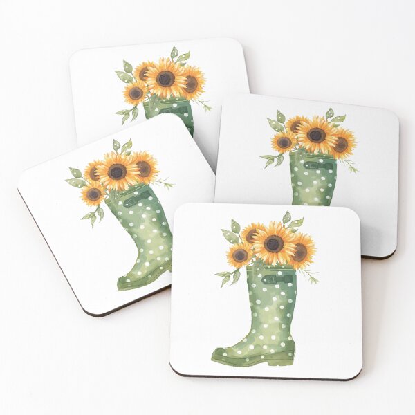 Item preview, Green rain boots and sunflowers designed and sold by uunaa.