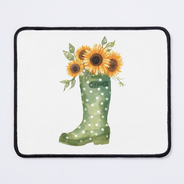 Item preview, Green rain boots and sunflowers designed and sold by uunaa.