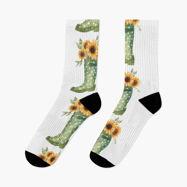 Item preview, Green rain boots and sunflowers designed and sold by uunaa.