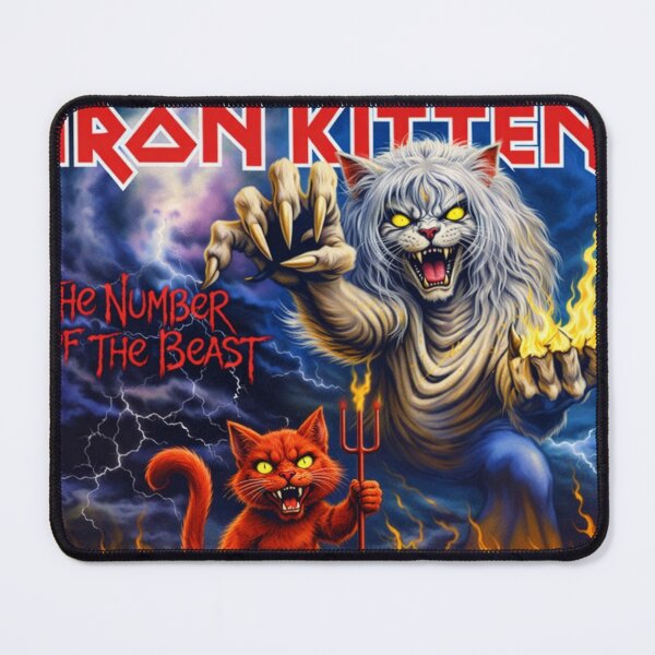 Item preview, Iron Kitten – The Number of the Beast (Parody Metal Cat Art) designed and sold by onlin3boutiqu3.