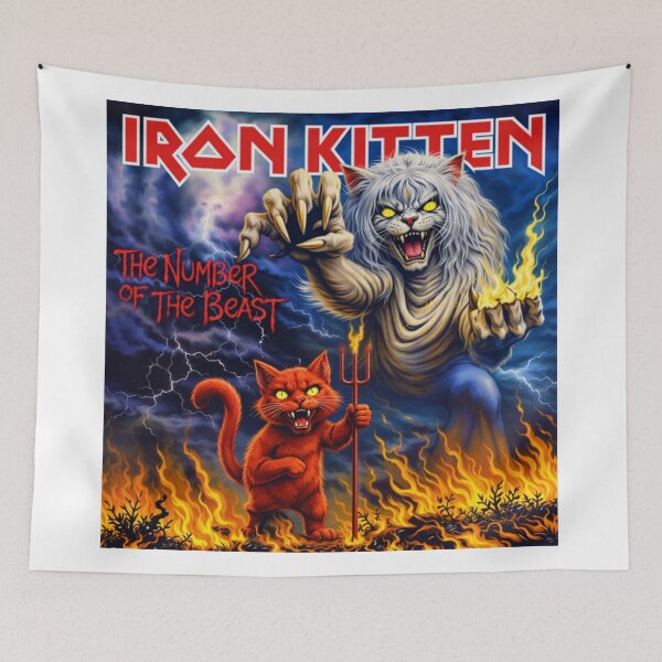 Item preview, Iron Kitten – The Number of the Beast (Parody Metal Cat Art) designed and sold by onlin3boutiqu3.