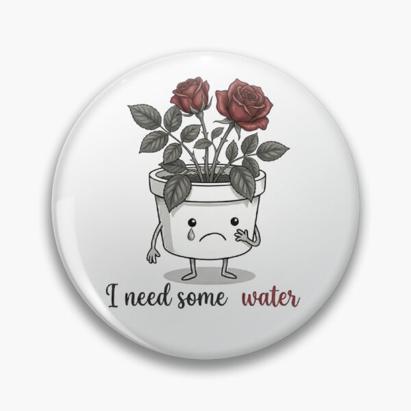 Item preview, "I Need Some Water" - Thirsty Sad Red Rose Pot designed and sold by PoomDesign.
