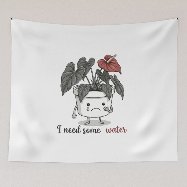 Item preview, "I Need Some Water" - Thirsty Anthurium Droopy Plant Pot designed and sold by PoomDesign.