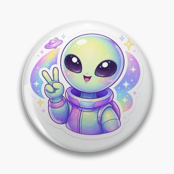 Item preview, Cute Kawaii Alien Astronaut Peace Sign | Pastel Space Aesthetic Sticker designed and sold by Dasts Cart.