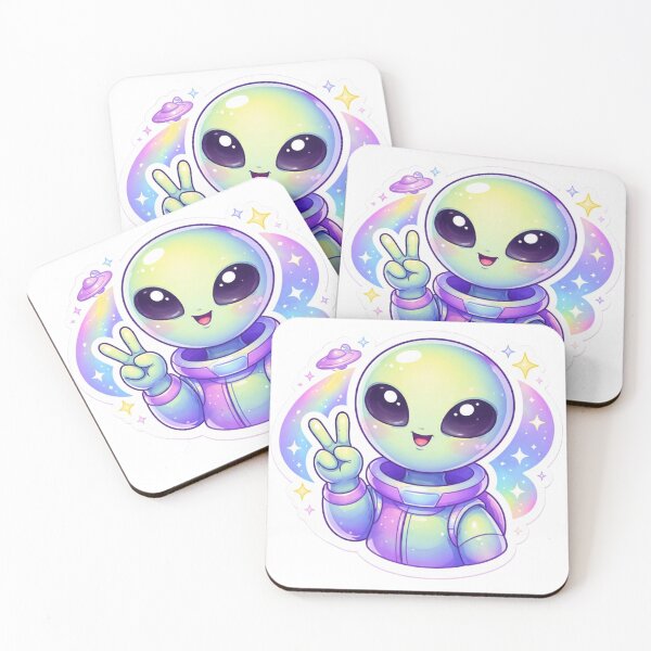 Item preview, Cute Kawaii Alien Astronaut Peace Sign | Pastel Space Aesthetic Sticker designed and sold by Dasts Cart.