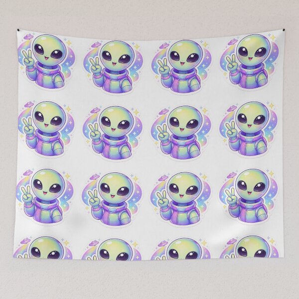 Item preview, Cute Kawaii Alien Astronaut Peace Sign | Pastel Space Aesthetic Sticker designed and sold by Dasts Cart.
