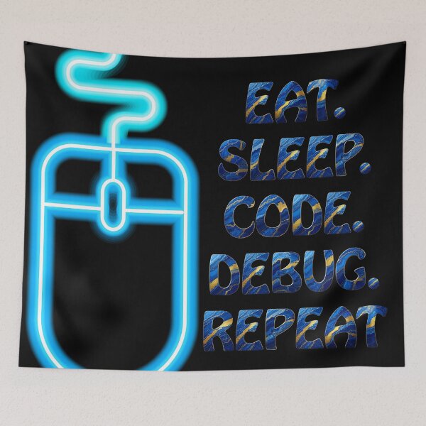 Item preview, Coder's Curse - Eat Sleep Code Debug Repeat Graphic designed and sold by Mini Pixel Perfect Co..