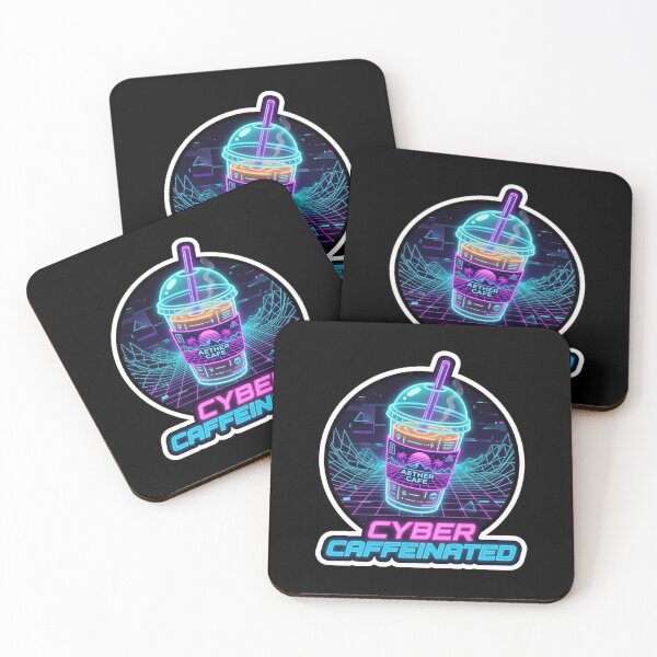 Item preview, Cyber Caffeinated Neon Synthwave Iced Coffee Sticker designed and sold by NiceArtsPlace.
