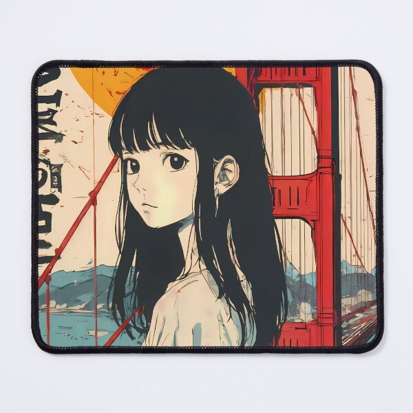 Item preview, Golden Gate Bridge Dream – Japanese Retro Poster with Anime Girl designed and sold by JacksoonLester.