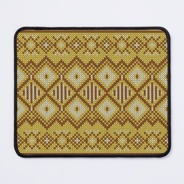 Item preview, Contemporary cross-stitch pattern in yellow tones with brown borders, seamless design, ethnic native style. designed and sold by Nengsang.