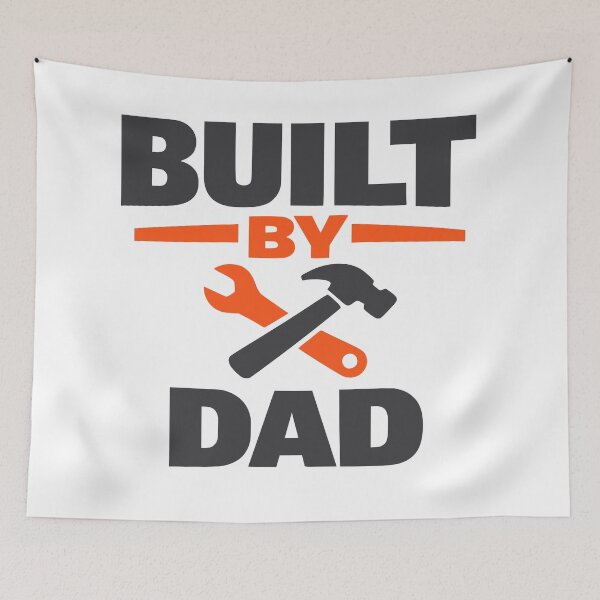Item preview, Built By Dad Construction Tool Typography Design designed and sold by FunFitLife Studio.