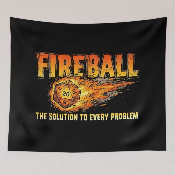 Item preview, Fireball The Solution To Every Problem Flaming D20 Dice designed and sold by Fenay Designs.