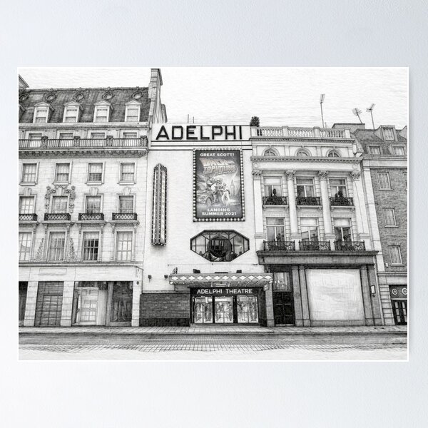 Adelphi Theatre London – Vintage Sketch Style Illustration Poster