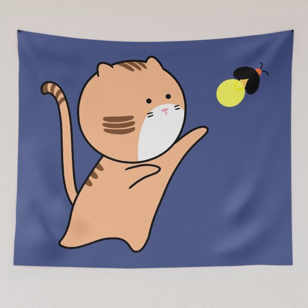 Item preview, Cute Tabby Cat Catching a Magical Firefly designed and sold by ubborn.