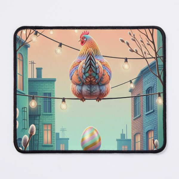 Item preview, Hen on a Wire Laying an Egg in the City designed and sold by M-Y-A-R-T-.