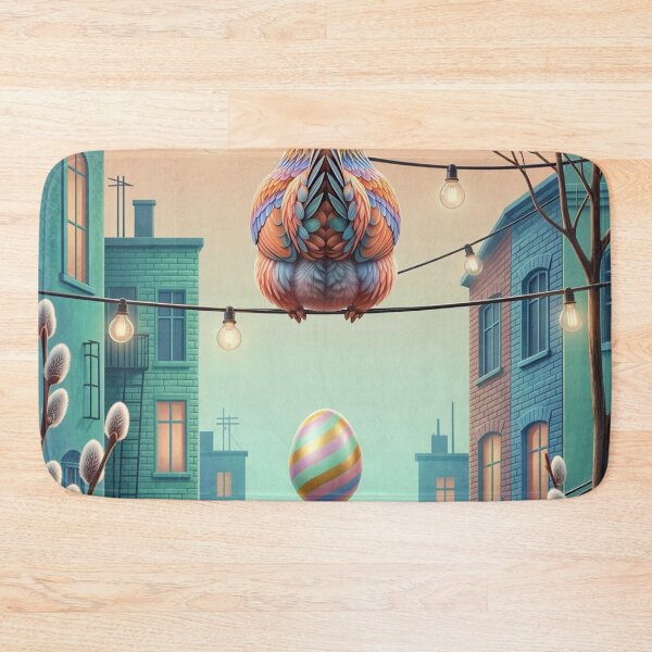 Item preview, Hen on a Wire Laying an Egg in the City designed and sold by M-Y-A-R-T-.