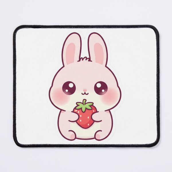 Item preview, Cute Kawaii Bunny with Strawberry – Soft Aesthetic Pastel Sticker designed and sold by DesignNovaCo.
