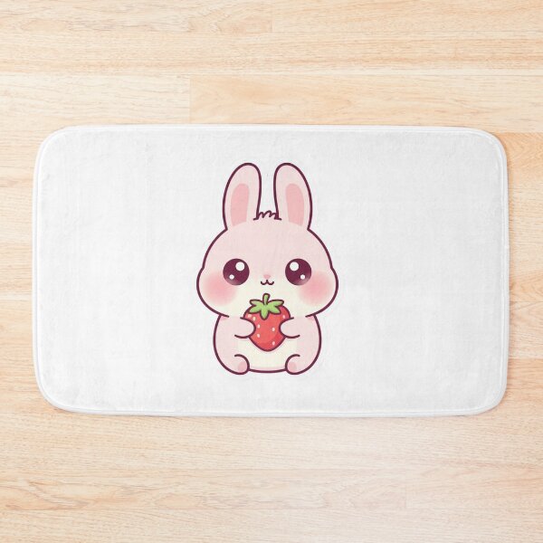 Item preview, Cute Kawaii Bunny with Strawberry – Soft Aesthetic Pastel Sticker designed and sold by DesignNovaCo.