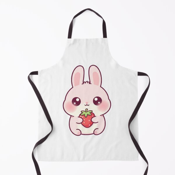 Item preview, Cute Kawaii Bunny with Strawberry – Soft Aesthetic Pastel Sticker designed and sold by DesignNovaCo.