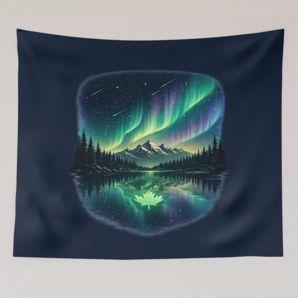 Item preview, Northern Lights Canada Aurora Borealis – Mountain Lake Reflection Night Sky Design designed and sold by Globalcitytees.