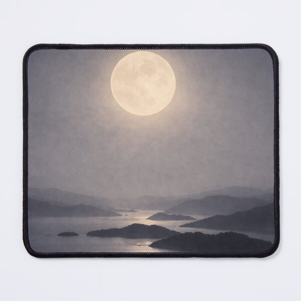 Item preview, Silent Moon Over Seto Inland Sea – Minimalist Japandi Night Landscape designed and sold by SILENT JAPAN.