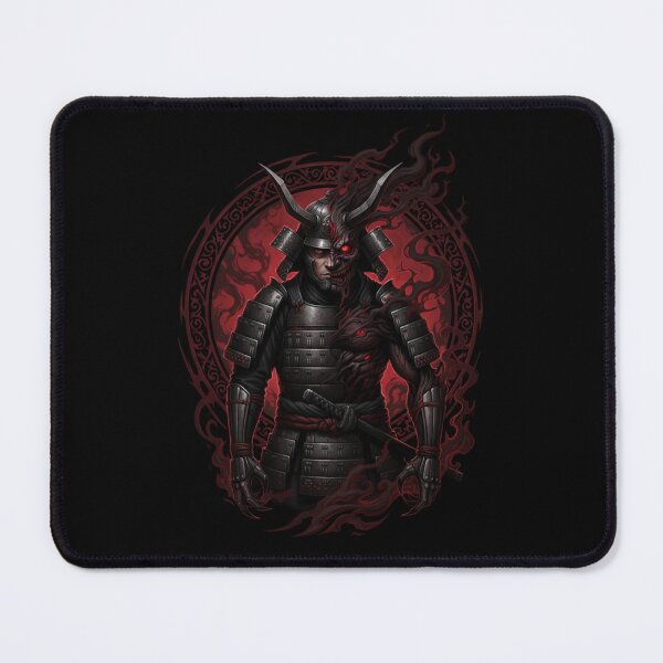 Item preview, Demonic Samurai Oni Warrior Red Japanese Mask Dark Anime Style designed and sold by LavinyArt.