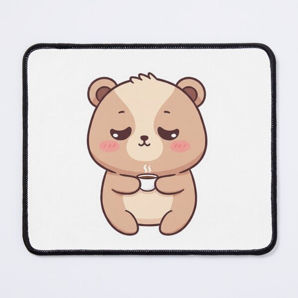 Item preview, Sleepy Kawaii Bear with Coffee – Cozy Cute Aesthetic Sticker designed and sold by DesignNovaCo.