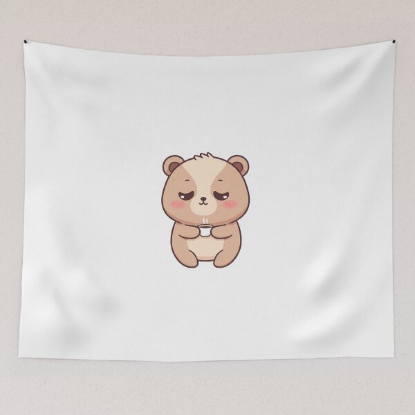 Item preview, Sleepy Kawaii Bear with Coffee – Cozy Cute Aesthetic Sticker designed and sold by DesignNovaCo.