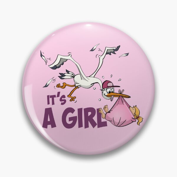 Item preview, It’s a girl “The stork who delivers the baby girl.”  designed and sold by Stef Ringoot, cartoons and illustrations.