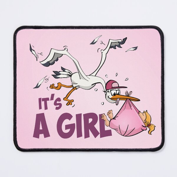 Item preview, It’s a girl “The stork who delivers the baby girl.” designed and sold by Stef Ringoot, cartoons and illustrations.