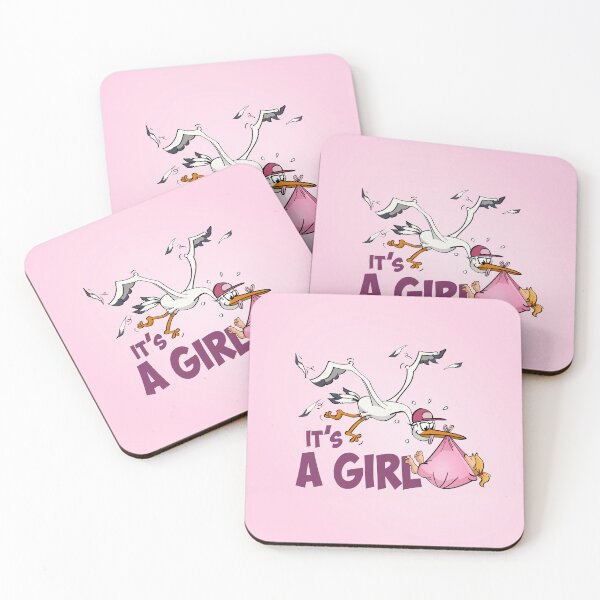Item preview, It’s a girl “The stork who delivers the baby girl.”  designed and sold by Stef Ringoot, cartoons and illustrations.