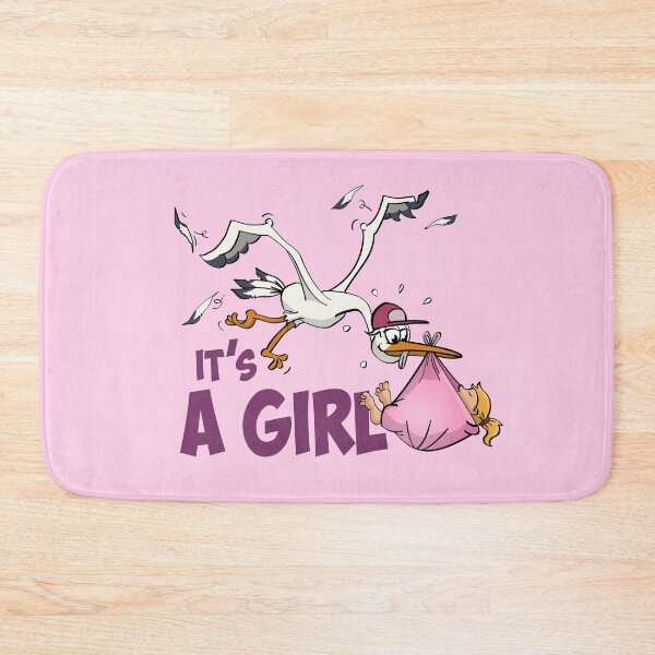 Item preview, It’s a girl “The stork who delivers the baby girl.”  designed and sold by Stef Ringoot, cartoons and illustrations.