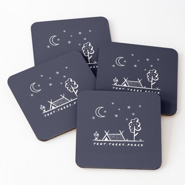 Item preview, Tent Trees Peace | Minimal Camping Design | Forest Night Scene designed and sold by Slow Vibes Designs.