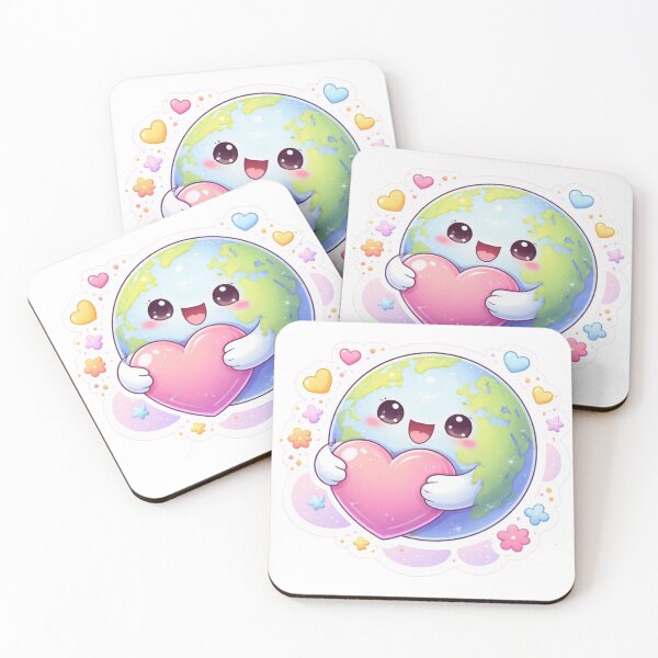 Item preview, Cute Kawaii Earth Hugging Heart | Love Planet Aesthetic Sticker designed and sold by Dasts Cart.