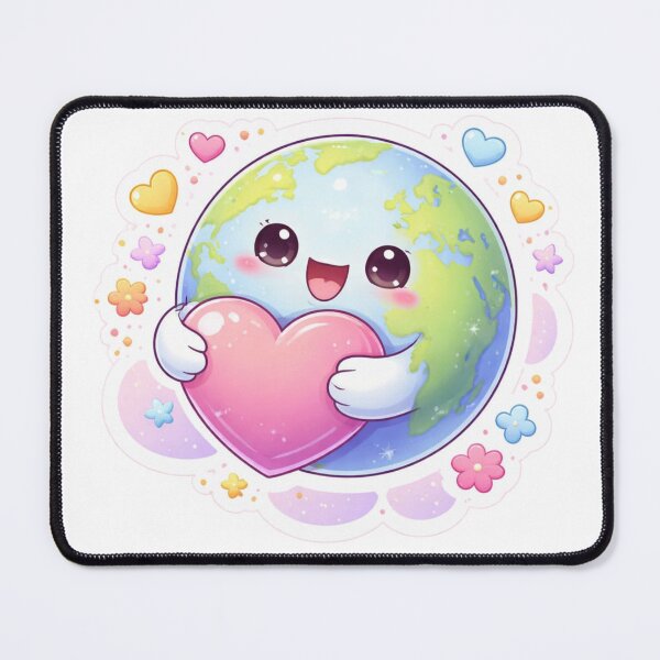 Item preview, Cute Kawaii Earth Hugging Heart | Love Planet Aesthetic Sticker designed and sold by Dasts Cart.