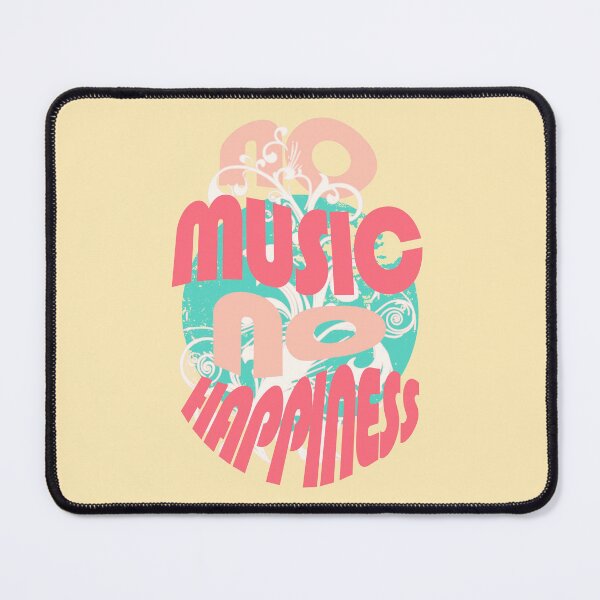 Item preview, No music no happiness - typography - boho style - pastel colors pink and green designed and sold by Pics'Elle Creations.