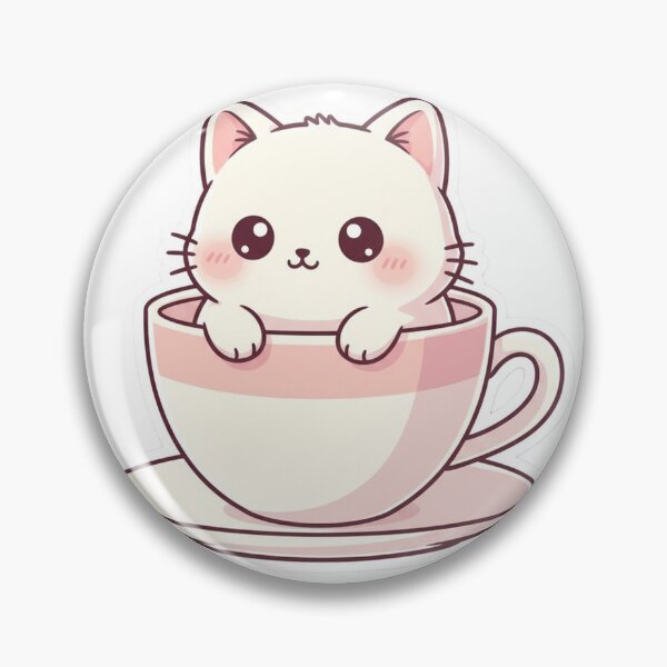 Item preview, Cute Kawaii Cat in Teacup – Soft Pastel Aesthetic Sticker designed and sold by DesignNovaCo.