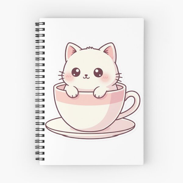 Item preview, Cute Kawaii Cat in Teacup – Soft Pastel Aesthetic Sticker designed and sold by DesignNovaCo.