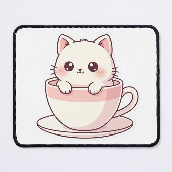 Item preview, Cute Kawaii Cat in Teacup – Soft Pastel Aesthetic Sticker designed and sold by DesignNovaCo.