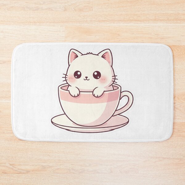 Item preview, Cute Kawaii Cat in Teacup – Soft Pastel Aesthetic Sticker designed and sold by DesignNovaCo.