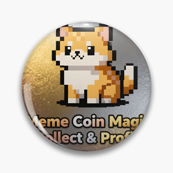 Item preview, A pixelated cartoon dog on a shiny gold background with text designed and sold by Creative88Art.