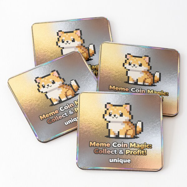 Item preview, A pixelated cartoon dog on a shiny gold background with text designed and sold by Creative88Art.