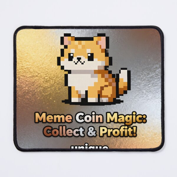 Item preview, A pixelated cartoon dog on a shiny gold background with text designed and sold by Creative88Art.