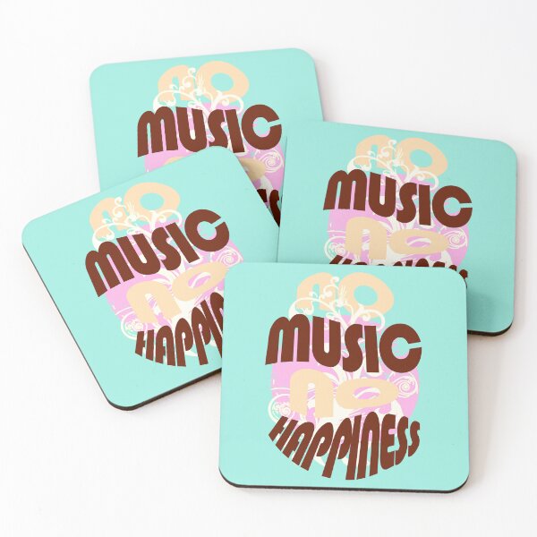 Item preview, No music no happiness - typography - boho style - pastel colors pink and brown designed and sold by Pics'Elle Creations.