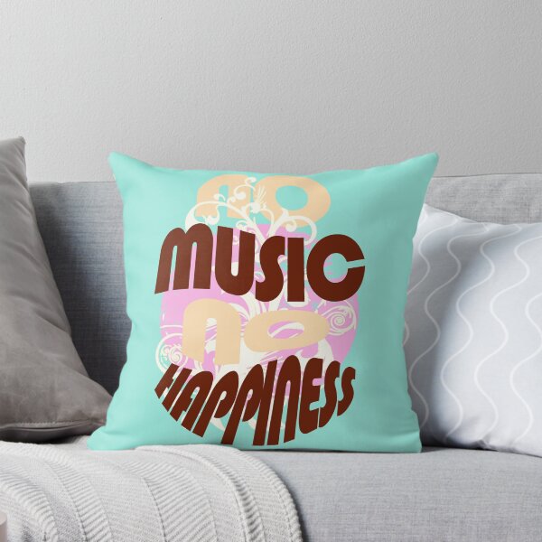 Item preview, No music no happiness - typography - boho style - pastel colors pink and brown designed and sold by Pics'Elle Creations.