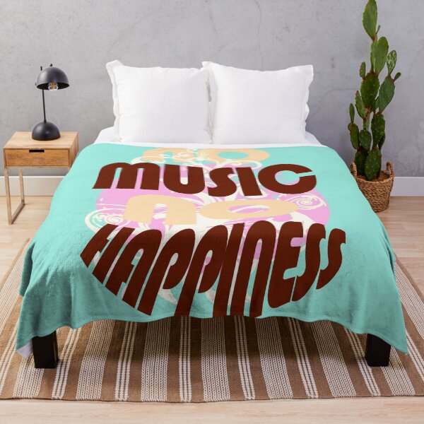 Item preview, No music no happiness - typography - boho style - pastel colors pink and brown designed and sold by Pics'Elle Creations.