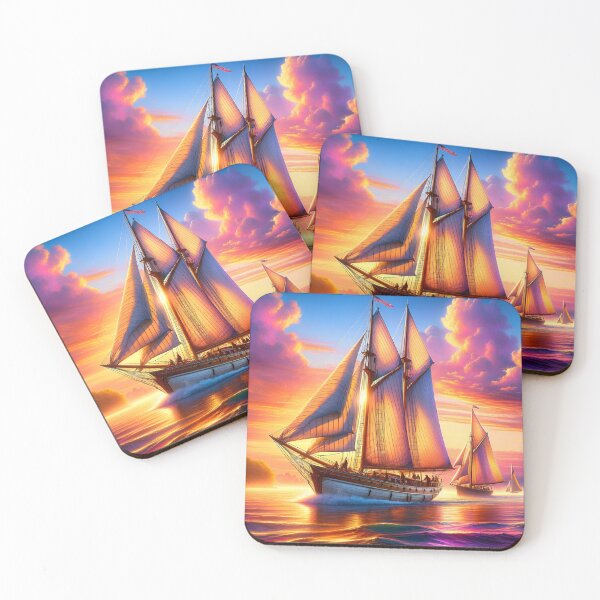 Item preview, Golden Sailboats at Sunset Sea designed and sold by NancyzKreations.
