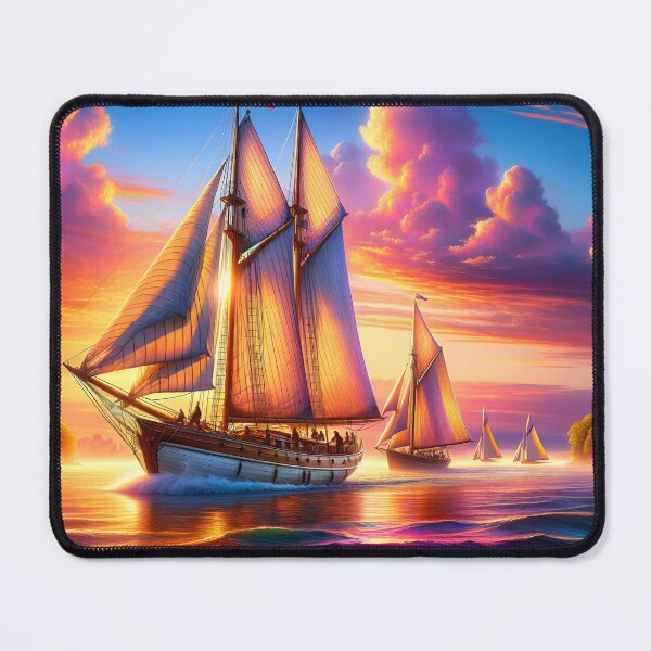 Item preview, Golden Sailboats at Sunset Sea designed and sold by NancyzKreations.