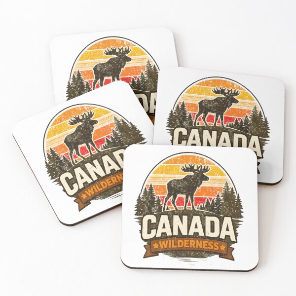 Item preview, Canada Wilderness Moose Retro Sunset Badge – Vintage National Park Wildlife Design designed and sold by Globalcitytees.