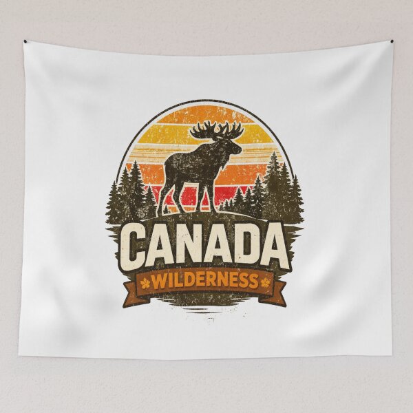 Item preview, Canada Wilderness Moose Retro Sunset Badge – Vintage National Park Wildlife Design designed and sold by Globalcitytees.